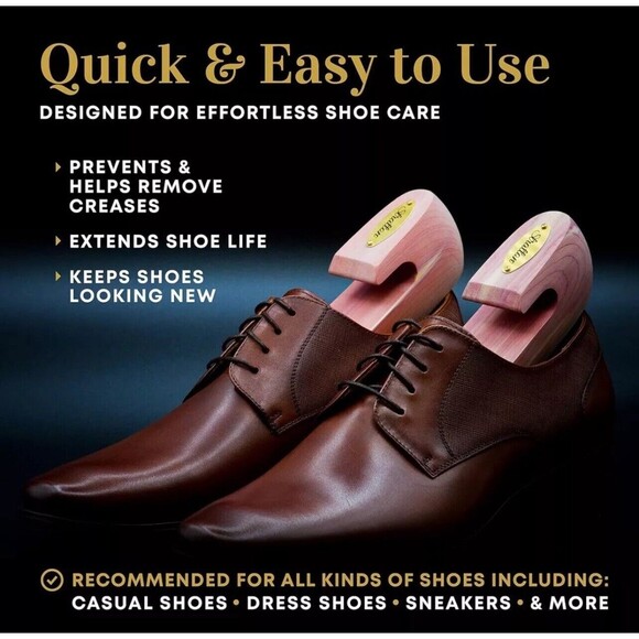 STRATTON CEDAR SHOE TREE MENS MEDIUM 9-10 FULL TOE SHOE SHAPER STRETCHER 1 PAIR - Picture 7 of 8